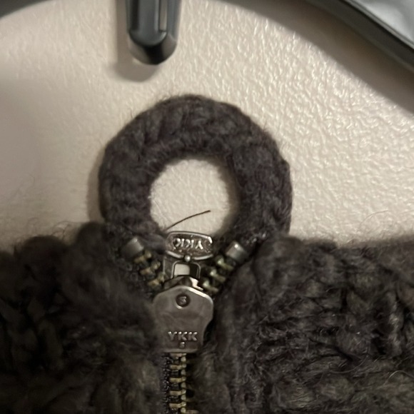 Kaisely Charcoal Cable Knit Wool Blend Back Zip Sweater 3/4 Sleeve Medium - Picture 10 of 12